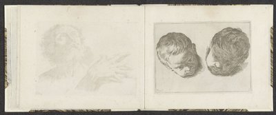 Dos cabezas de niños pequeños Ejemplos de dibujo (título de la serie) Mitelli intaglio (título de la serie) de Giuseppe Maria Mitelli