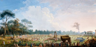 Celebración en el Cascine en honor a Fernando III, Juegos en el prado del Gran Roble de Giuseppe Maria Terreni