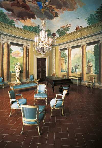 Frescos pintados en 1777-1778 por Giuseppe Maria Terreni (1739-1811) en la Sala de las Cuatro Estaciones, Villa del Poggio Imperiale (Villa de la Colina Imperial), Florencia, Italia de Giuseppe Maria Terreni