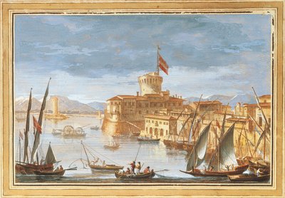 Vista del puerto de Livorno, por Giuseppe Maria Terreni, ilustración de Giuseppe Maria Terreni