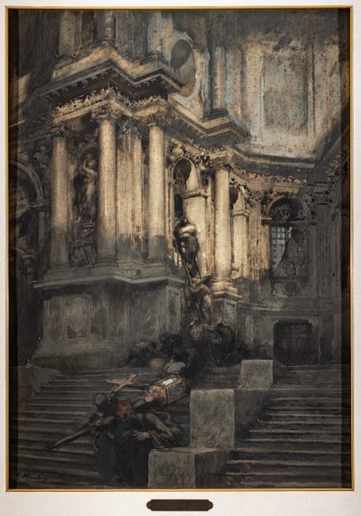 En la Catedral (acuarela) de Giuseppe Mentessi