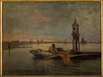 Ave María (Una noche en Sottomarina) (óleo sobre lienzo) de Giuseppe Miti Zanetti