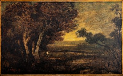 Paisaje con figura (óleo sobre lienzo) de Giuseppe Miti Zanetti