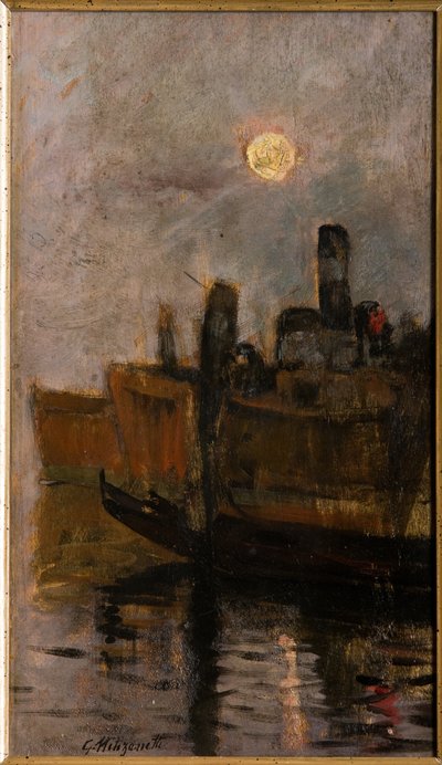 Canal de Venecia (óleo sobre cartón) de Giuseppe Miti Zanetti