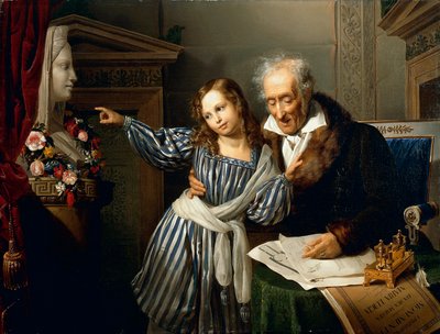 Anciano señalando el herma de María Luigia a su nieta, por Giuseppe Molteni, circa 1830 de Giuseppe Molteni