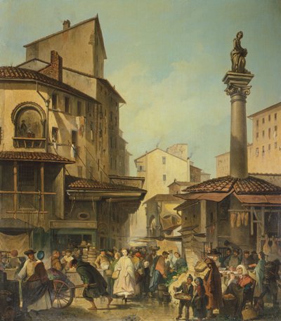 Mercado en Florencia, de Giuseppe Moricci (1806-1880), Italia de Giuseppe Moricci