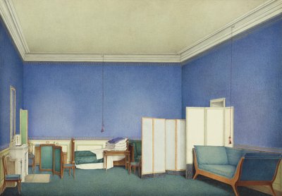 Dormitorio del Conde Adam Albert von Neipperg, segundo marido de María Luisa de Parma, acuarela de Giuseppe Naudin (1792-1872) de Giuseppe Naudin