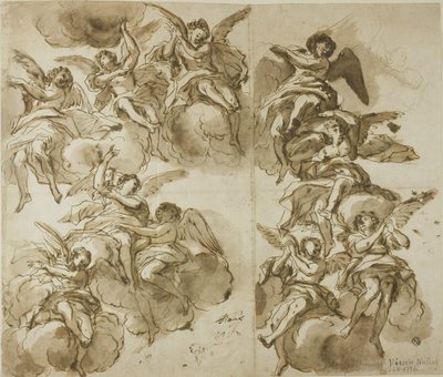 Diseño de techo: Ángeles (recto); Bocetos de ángeles (verso) de Giuseppe Nicola Nasini