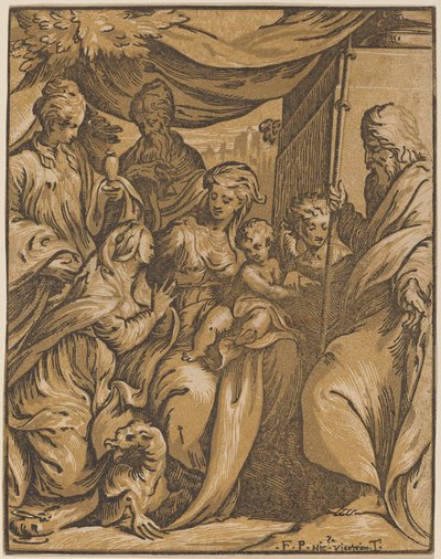 La Virgen y el Niño con Santos de Giuseppe Nicolo Vicentino, after Camillo Boccaccino