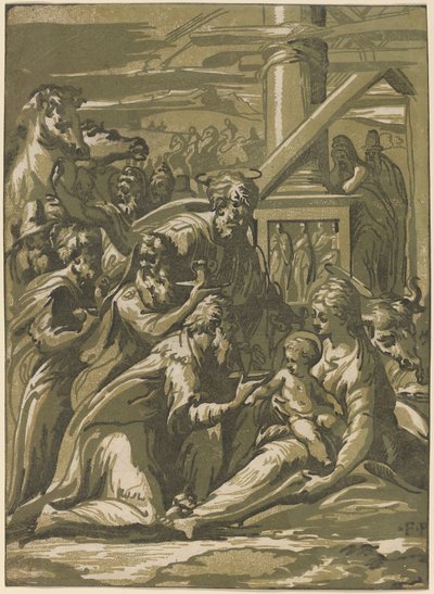 La Adoración de los Magos de Giuseppe Nicolo Vicentino, after Parmigianino