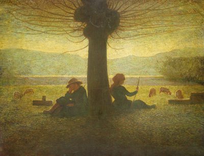 Un Pastor y Pastora descansando bajo un Árbol, c.1905 de Giuseppe Pellizza da Volpedo