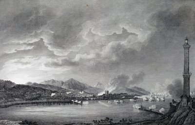 Génova bombardeada por la flota inglesa, 25 de mayo de 1800, grabado en acero del dibujo de Giuseppe Pietro Bagetti (1764-1831), París de Giuseppe Pietro Bagetti