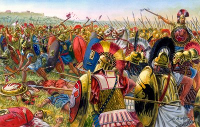 Antigua Roma: Lars Porsenna, militar etrusco a las puertas de Roma 507 a.C. - Lars Porsenna (Porsena) rey etrusco durante su guerra contra la ciudad de Roma - Ilustración de Giuseppe Rava de Giuseppe Rava