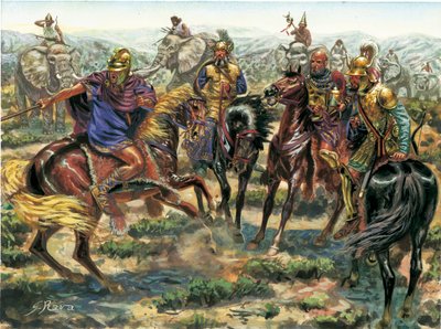 Antigua Roma: rebelión de Amsicora (Hampsicora o ampsicora) (siglo III a.C.) Cartaginés latifundista contra el poder romano en 215 a.C. - Antigua Roma: Rebelión de Ampsicora contra Roma en el 215 a.C. - Ilustración de Giuseppe Rava de Giuseppe Rava
