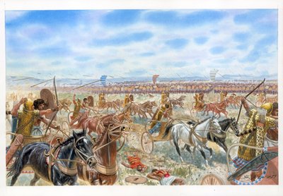 Batalla de Megido entre egipcios y sirocananeos de Giuseppe Rava