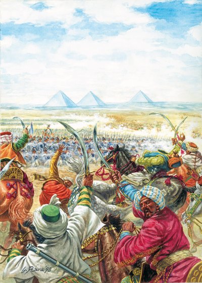 Campaña (Expedición) de Egipto (1798-1801): "La Batalla de las Pirámides el 21/07/1798 - Campaña de Egipto: Batalla de las Pirámides (Batalla de Embabeh) librada el 21 de julio de Giuseppe Rava