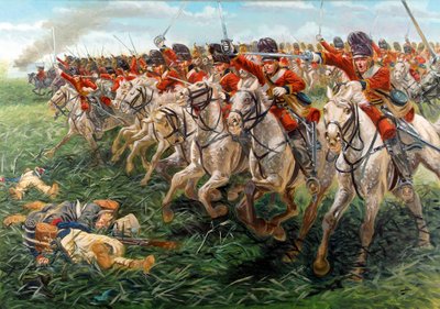 Primer Imperio: La Carga de los Royal Scots Greys, Regimiento de Dragones Escoceses, un Waterloo de Giuseppe Rava
