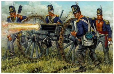 Primer Imperio: la Artillería Real a Pie durante la Batalla de Waterloo el 18 de junio de 1815 - Ilustración de Giuseppe Rava de Giuseppe Rava