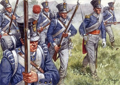 Primer imperio: infantería belga u holandesa hacia 1815 - Primer imperio: infantería belga u holandesa - Ilustración de Giuseppe Rava de Giuseppe Rava
