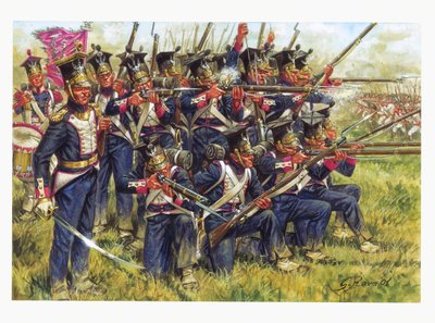 Primer imperio, campaña alemana: Infantería de línea polaca durante la batalla de Leipzig en octubre de 1813 - Primer imperio, campaña alemana: infantería de línea polaca durante la batalla de Leipzig (Batalla de las Naciones), octubre de 1813 - Ilustració de Giuseppe Rava