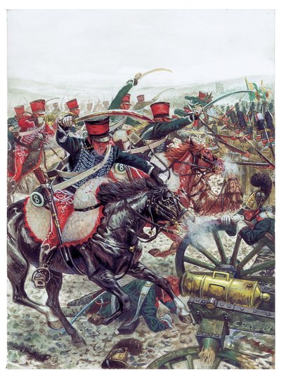 Primer imperio: carga de la brigada al mando del general Pierre Margaron (1765-1824) en la batalla de Austerlitz el 2/12/1805 - Primer imperio: carga de la brigada al mando del general Margaron durante la batalla de Austerlitz el 2 de diciembre de 1815 - I de Giuseppe Rava