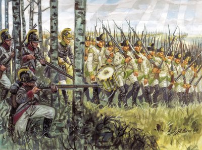 Primer imperio: soldados de la infantería austriaca en avance hacia 1798 - 1805 - Primer imperio: soldados de la infantería austriaca en marcha de Giuseppe Rava