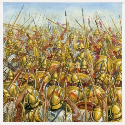 Antigüedad griega: Batalla de Leuctra (371 a.C.) Opone Tebaina a los espartanos - Batalla de Leuctra de Giuseppe Rava
