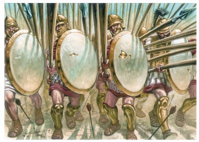 Reino de Macedonia: la carga de los falangistas macedonios - La carga de los falangistas macedonios - Ilustración de Giuseppe Rava de Giuseppe Rava