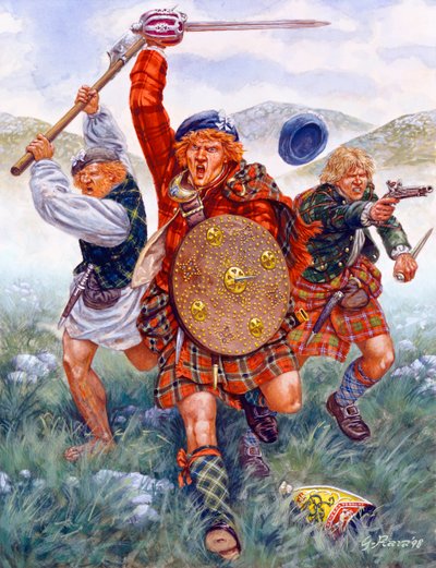 Última rebelión jacobita: la carga de los Highlanders en la batalla de Culloden en 1746 de Giuseppe Rava