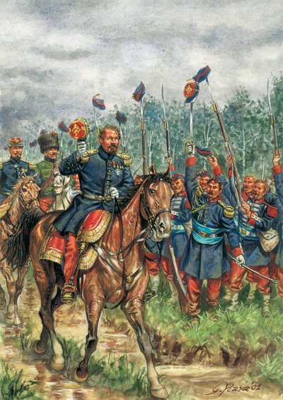 Napoleón III (1808-1873) un caballo saludado por su ejército (dibujo) de Giuseppe Rava