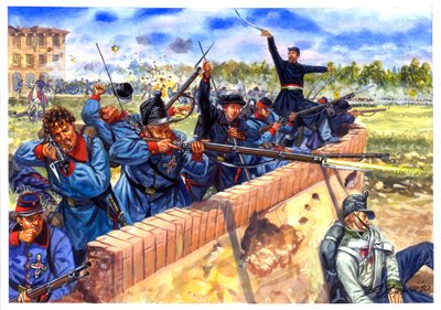Risorgimento, Primera Guerra de Independencia italiana, estudiantes italianos durante la batalla de Curtatone y Montanara, el 29/05/1848 - Primera Guerra de Independencia italiana, estudiantes italianos durante la batalla de Curtatone y Montanara, el 29 de de Giuseppe Rava