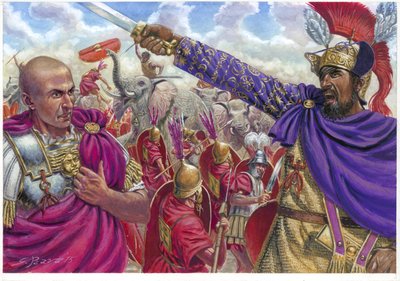 Escipión Africano y Aníbal - Ilustración de Giuseppe Rava de Giuseppe Rava