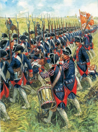 Guerra de los Siete Años: Infantería prusiana durante la batalla de Kolin de Giuseppe Rava