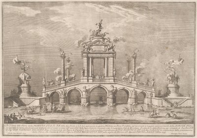Un puente triunfal adornado con reliquias de la ciudad de Ercolano de Giuseppe Vasi