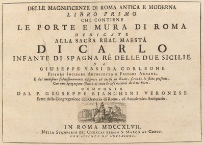 De las magnificencias de Roma antigua y moderna (vol. 1) de Giuseppe Vasi