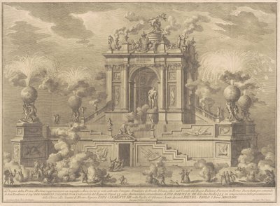 La Prima Macchina para la Chinea de 1767: Un arco triunfal con el Hércules Farnesio, 1767 de Giuseppe Vasi