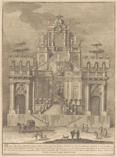 La Prima Macchina para la Chinea de 1778: Un mirador campestre con Hércules y Anteo de Giuseppe Vasi, after Giuseppe Palazzi