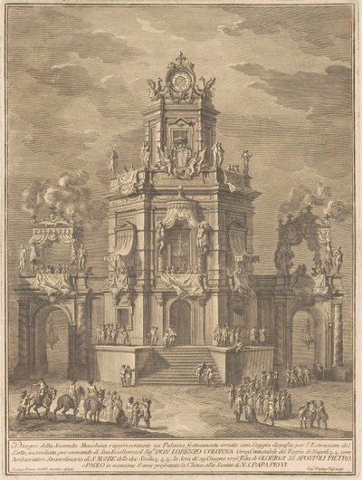 La Segunda Máquina para la Chinea de 1776: Un palacio con una logia para el sorteo de Giuseppe Vasi, after Giuseppe Palazzi