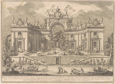 La Prima Macchina para la Chinea de 1766: El palacio de Orfeo de Giuseppe Vasi, after Giuseppe Palazzi, after Paolo Posi