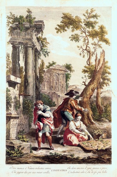 Representación alegórica de la Industria. Dibujo de Giuseppe Zocchi (1711-1767) siglo XVIII de Giuseppe Zocchi