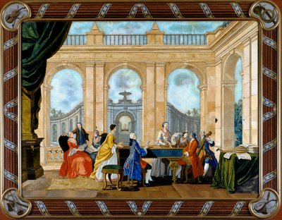 Panel en pietre dure representando Música de Giuseppe Zocchi