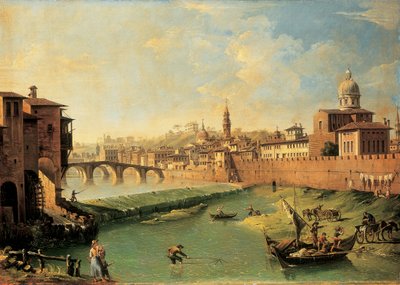 Vista del Arno y el Ponte Alla Carraia de Giuseppe Zocchi