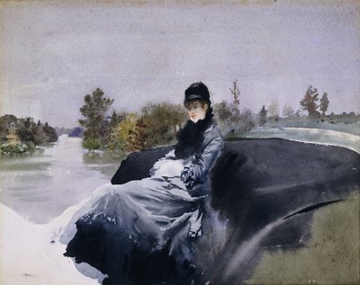 Dama en un carruaje; Signora in Vettura de Giuseppe or Joseph de Nittis