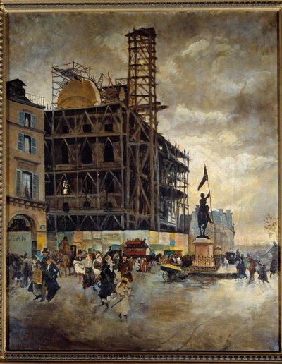 Plaza de las pirámides construcción del pabellón marsan (París) en 1880 de Giuseppe or Joseph de Nittis