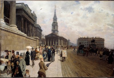 La Galería Nacional y la Iglesia de St. Martin en Londres de Giuseppe or Joseph de Nittis
