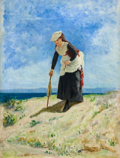 Mujer en la playa, hacia 1875 (óleo sobre lienzo) de Giuseppe or Joseph de Nittis