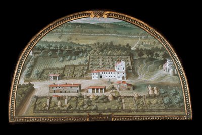 Vista de Villa di Colle Salvetti cerca de Livorno, Italia de Giusto Utens