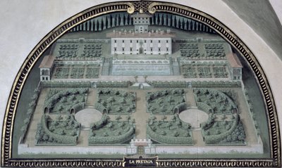 Villa della Pretaia de una serie de lunetos que representan vistas de las villas Medici de Giusto Utens