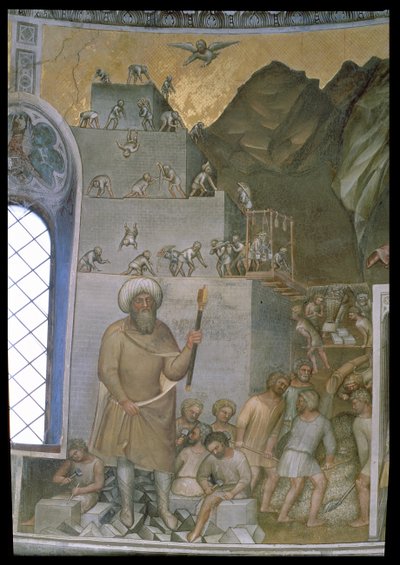 Construcción de la Torre de Babel, 1360-70 de Giusto di Giovanni de Menabuoi