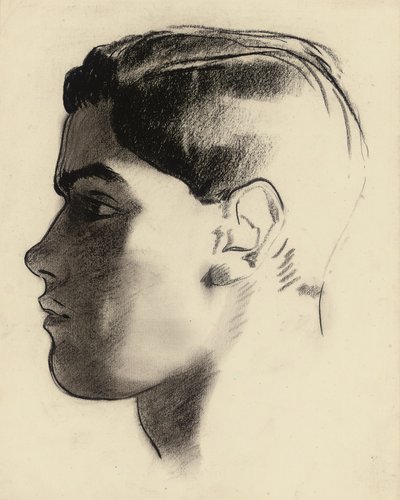 Cabeza de un joven de perfil (carboncillo) de Glyn Warren Philpot